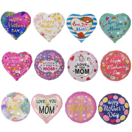 Happy Mother's Day Balloons 12Pcs 18inch Love You Mom Balloons for Mother's Day Birthday Party Decorations