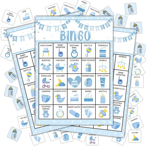 Disfuco Baby Shower Bingo Cards, Baby Shower Bingo Game, Baby Shower Games Cards for Baby Shower, Gender Reveal Party Games Favors Supplies Decorations, 24 Players Bingo Game (A04)