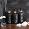 17 oz Shampoo and Conditioner Pump Bottles Soap Dispenser Bamboo Pump Head Empty Glass Refillable Shampoo Conditioner Body Wash Soap Bottles for Bathroom, 3 Pack, Black