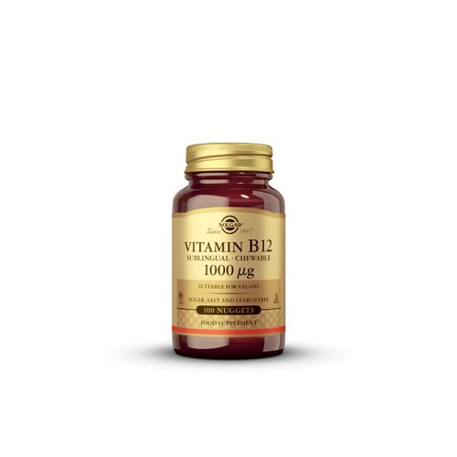 Solgar Vitamin B12 1000 mcg, 100 Nuggets - Energy Production, Red Blood Cells - Healthy Nervous System - Promotes Cardiovascular Health - Vitamin B - Non-GMO, Gluten Free, Kosher - 100 Servings