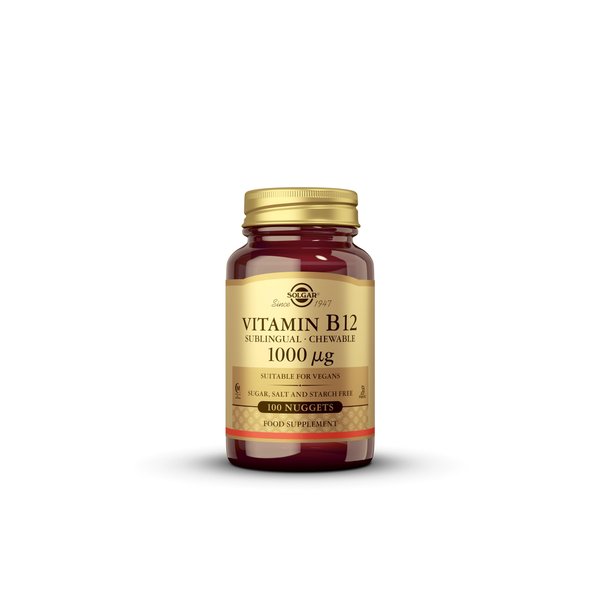 Solgar Vitamin B12 1000 mcg, 100 Nuggets - Energy Production, Red Blood Cells - Healthy Nervous System - Promotes Cardiovascular Health - Vitamin B - Non-GMO, Gluten Free, Kosher - 100 Servings