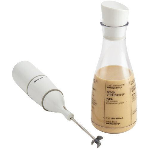 BonJour Chef's Tools Plastic Salad Dressing Carafe and Handheld Mixer, 12-Ounce, Salad Chef, White/Clear