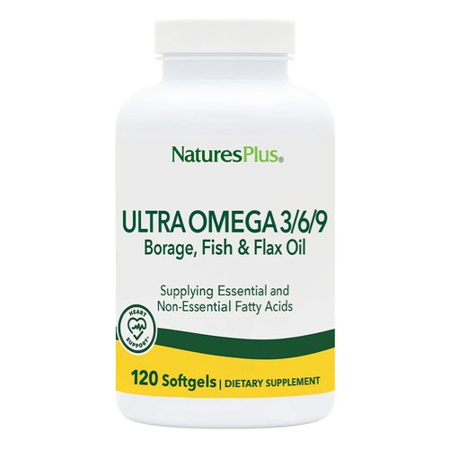 NaturesPlus Ultra Omega 3 6 9-1200 mg, 120 Softgels - Borage Oil, Fish Oil, Flax Oil Supplement, Promotes Heart Health, Mood Enhancer, Gluten-Free - 120 Servings