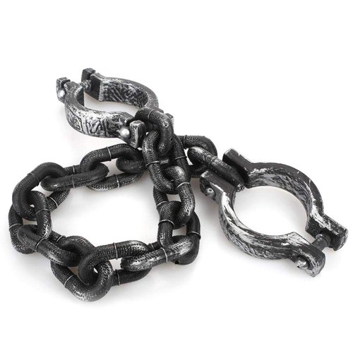 Hosfairy Halloween Costume Party Plastic Wrist Shackles Prison Chain Handcuffs Cosplay Props (Black /1Pcs)
