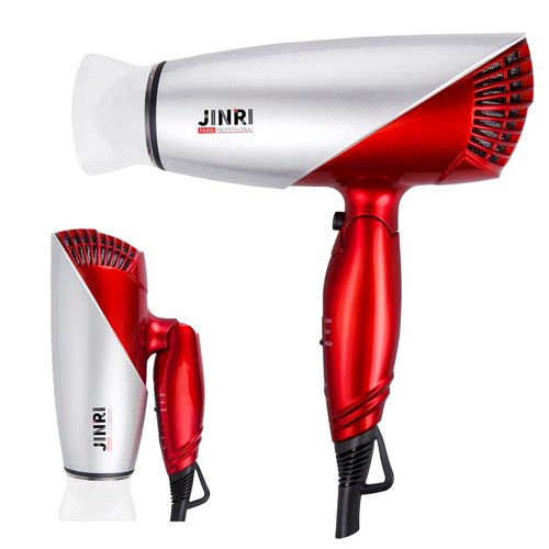 Travel Hair Dryer with Dual Voltage, 1875W Compact Hair Dryer with Folding Handle, Travel Blow Dr...