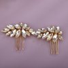 Teyglen Rhinestone Wedding Hair Comb Gold Crystal Headpiece for Bride Wedding Crystal Hair Side Comb Bridal Crystal Hair Piece Rhinestone Hair Accessories for Women Girls (Gold)
