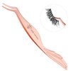 Pretty memory Eyelash Applicator Tool Stainless Steel Lash Tweezers Curved Eyelash Tweezers for Easy Lash Application and Removal, Rose Gold