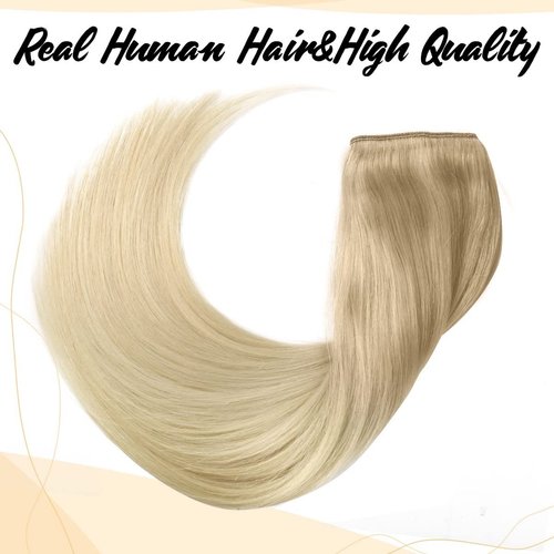 TIVBOES Wire Hair Extensions 18 inch 95g Ash Blonde to Golden Blonde and Platinum Blonde Straight Remy Hair Extensions with Invisible Fish Wire Hair Extensions Real Human Hair