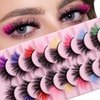Leilanis Beauty Colorful False Eyelashes, 8 Pairs Mixed Faux Mink Fluffy Lashes, Long Eyelash Extensions