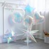 Transparent Iridescent Balloons, 9 Pcs Songstar Explosion Star Heart Clear Foil Balloons with Holographic Banner for Girl Birthday Mermaid Party Decorations Bachelorette Baby Shower Party Supplies