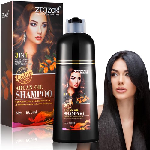 YUOLITA Black Dye Color Shampoo for Men Women, 3-In-1 Color Hair Shampoo Covers Gray Hair in 10 Minutes Herbal Hair Dye Shampoo Ingredients Instant Hair Coloring Shampoo 500ML (16.9 Fl Oz)