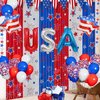 Red White and Blue Balloons Party Decorations with Patriotic Theme Foil Fringe Curtain for Graduation Party Supplies Nautical Veterans Memorial Day 4th of July Balloon Arch Decorations