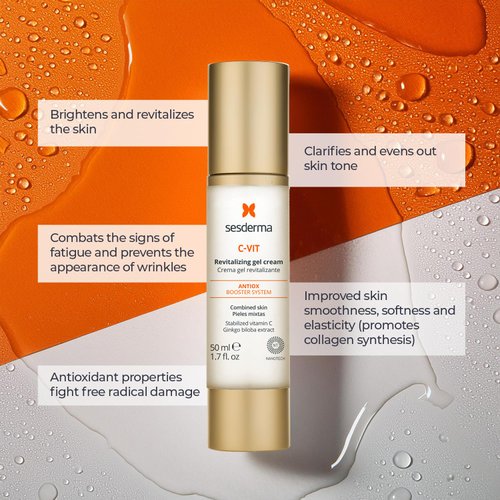 Sesderma Sesderma C-VIT Revitalizing Gel Cream for All skin types Stabilized Vitamin C Gingko biloba extract, 1.7 fl. oz.