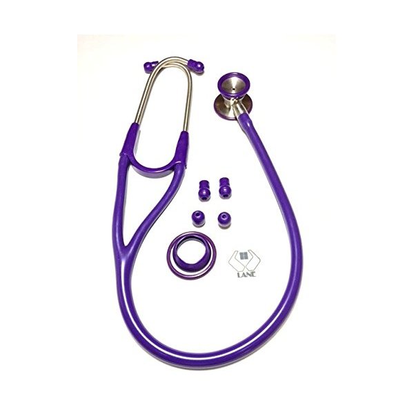 Cardiology Stethoscope (Purple) with Name tag and a complimentary ECG Caliper