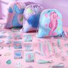 Sherr 140 Pcs Mermaid Party Favors for Kids Include Mermaid Silicone Bracelets, Mermaid Drawstring Backpacks, Keychains, Pens, Stickers, Spiral Notebooks for Birthday Party Supplies