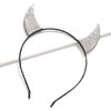 ELEARD Halloween Devil Horn Headband for Women Red Silver Rhinestone Devil Horns Halloween Party Costume Headband Hair Accessories