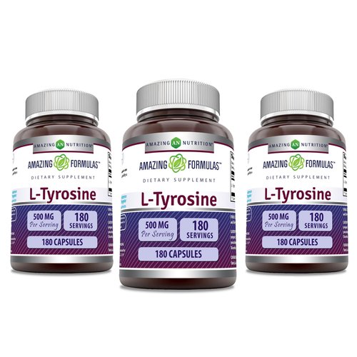 Amazing Formulas L-Tyrosine 500 mg Capsules | Amino Acid Supplement | Non-GMO | Gluten Free | Made in USA (180 (3 Pack))