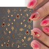 Maigitur Valentine's Day Star Moon Nail Stickers, Self-Adhesive Golden Heart Nail Art Decals for DIY Nail Decorations (6Sheets)
