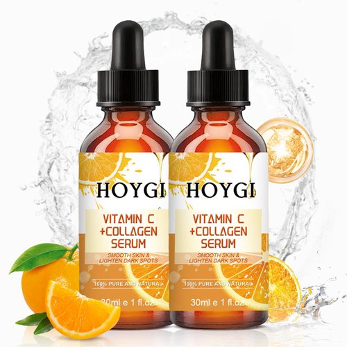 Vitamin C Face Serum with Collagen, Hyaluronic Acid Serum for Face, Reduce Dark Spots, Anti Aging Fine Lines and Wrinkles, 2 Pack -1 Fl Oz/pcs