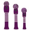 Scott Edward Stripes Style Knitted Golf Club Head Covers Set of 3, fit for Driver Wood(460cc), Fairway Wood, Hybrid(UT), for Men/Women Golfers, Individualized Looking and Washable (Purple)