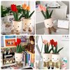 Quioee 3pcs Tulip Plush Toy, Stuffed Flower Pot Throw Plushie Doll, Soft Plush Toys Indoor Decoration Festival Gifts (Tulip-Red+ Orange+ Pink)