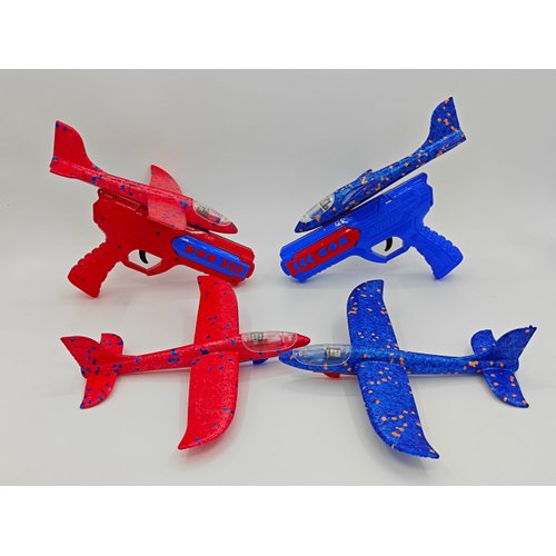 FelizWina-4 Packs Airplane 2 Launchers Toys,2 Flight Modes Airplane Launcher Toys,LED Foam Plane Toy,Outdoor Fly Toys for Boys Girls, Xmas Birthday Gifts for Kids
