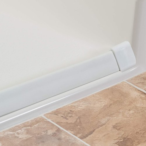 Collapsible Shower Dam - Water Threshold Barrier Stopper for Curb Free Shower/Easy Wheelchair Roll in/Use with Weighted Curtain for Full Splash Guard/Neutral/90 Degree End Caps/ 66"