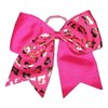 NEW "GOLD CHEETAH Hot Pink" Tick Tock Cheer Bow Pony Tail 7 Inch Girls Cheerleading Dance Practice Football Games Competition Grosgrain Ribbon Elastic