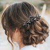 BETITETO Bridal Crystal Hair Piece Rhinestone Wedding Small Hair Comb Accessories for Women Girls (Black)