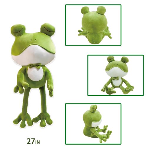 TZMAPU Soft Big Head Frog Plush Toy, Long Legged Frog Plush Pillow, Cute Wacky Green Plush Stuffed Animal,Dolls Suitable for Gift Giving (Green-27in)