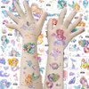 Oottati 12 Sheets Glitter Cute Temporary Tattoos Mermaid Jellyfish Fish Shell Seahorse Turtle Suit for Kids Adults
