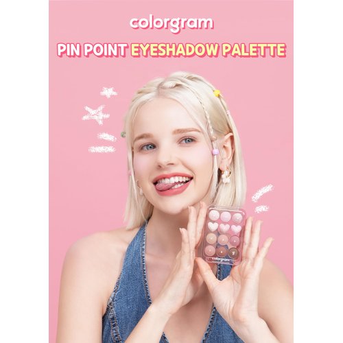 COLORGRAM Pin Point Eyeshadow Palette 02 Pink+Mauve= | Ultra-Blendable Matte, Glitter, Shimmer Shades for Daily Makeup | K-Beauty Eye Palette with Easy-to-Use Calculator Design
