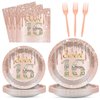 96PCS Rose Gold Sweet 16th Birthday Party Plates and Napkins Sixteenth Birthday Party Decorations 16th Birthday Party Disposable Tableware Set Serves 24 Guests Girls Ladies Birthday Party Supplies