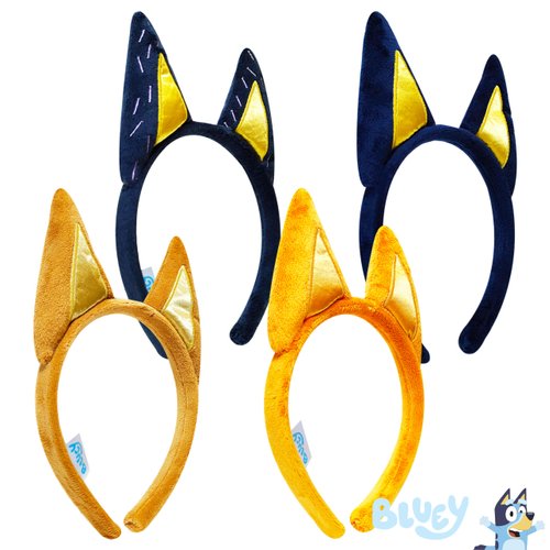 LUV HER Bluey Party Supplies - 4pc Animal Costume Ears Headband, Plush Soft Ears, Elastic Family Headbands for Halloween, Birthday, Play Day