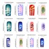 Press on Nails Long Square Colorful Obrem Fake Nails Three-Dimensional Water Droplet False Nails with Designs Full Cover Summer Acrylic Nails Glossy Glue on Nails Artificial Nails for Women Girls