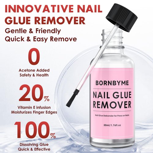 BORNBYME Nail Glue Remover Glue-off for Press on Nail Acrylic Fake Nails