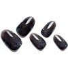 GLAMERMAID Black Jelly Press on Nails Short- Handmade Gel Nails, Black Glitter Fake Nails Oval Shape Galaxy Acrylic False Nail Kits Stick Glue on Nails Sets Reusable Nails for Women Girl Gift