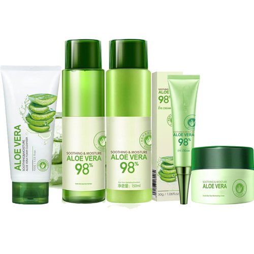 Rosarden 5Pcs Skin Care Products Set, Aloe Vera Skin Care Sets, Skin Care Gift Set for Women Girls, Skincare Routine Set, Face Care Kit with Cleanser, Toner, Lotion, Eye Cream, Moisturizer