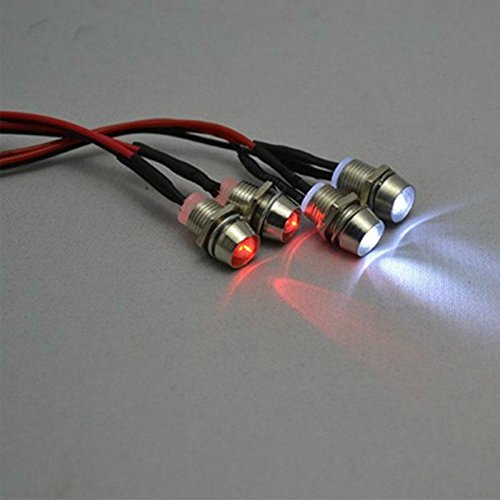 Share Goo 6Leds LED Light Headlights Taillight Kit Accessories Compatible with RC Car Truck Tank Crawler Traxxas HSP Tamiya Redcat RC4WD Axial SCX10(2 White,2 Red,2 Flashing Colorful LEDs)