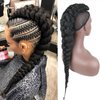Long Braided Ponytail Mohawks Wig Braided High Ponytail Extension for Black Women Goddess Fishtail Braid Ponytail extension Black Yaki Straigh Ponytail Faux Hawk Clip in Ponytail Hair Extensions