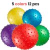 Bedwina Mini Knobby Balls - (Pack of 12) Bulk 5 Inch Sensory Balls and Spiky Massage Stress Balls with Pump, Fun Bouncy Ball Party Favors