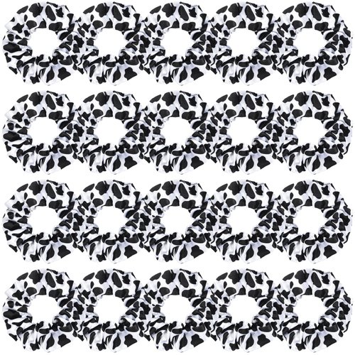 20 Pieces Cow Print Scrunchies Cow Hair Scrunchies Woman Scrunchy Hair Ties Elastic Silk Satin Scrunchies Hairband Scrunchy Ponytail Holder for Player Team Party Hair Accessories(Black)