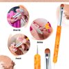 French Manicure Brush -Two Way Nail Art Brush with Dotting Manicure Tool for Manicure Cuticle Clean Up Nail Art Design- Professional Nail Salon Quality Brush, Nail Dotting Pen (10#, Orange)