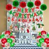 Fecedy MERRY CHRISTMAS Hanging Paper Banner Santa Claus Banner Pom poms Swirl Streamers&Latex Balloons For Merry Christmas Party Decorations
