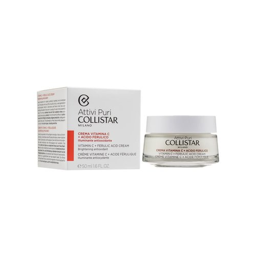Collistar Attivi Puri Cream with Vitamin C and Ferulic Acid, Antioxidant Moisturising Face Cream for Brightening Effect, Protects Against Oxidative Stress for All Skin Types 50 ml