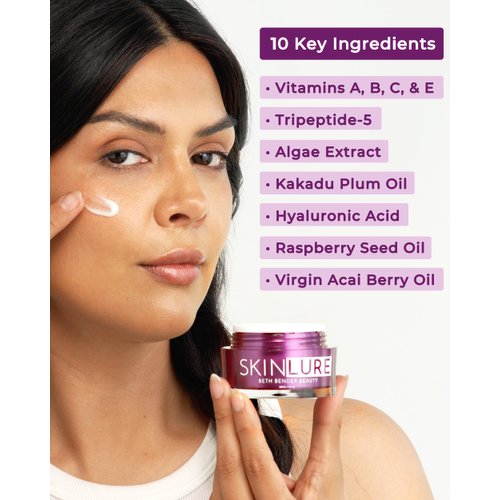 Beth Bender Beauty SKINLURE Hydrate + Revive Face Moisturizer with Vitamin C - Anti Aging Facial Cream for Dry Sensitive Skin - 1.7 oz