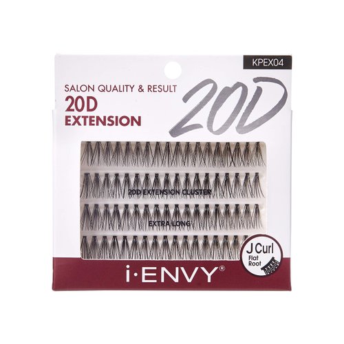 i-ENVY 20D Extension Cluster Individual Lashes (Extra Long, 2 PACK) Flat Root Seamless Application Perfect For DIY Lash Extension