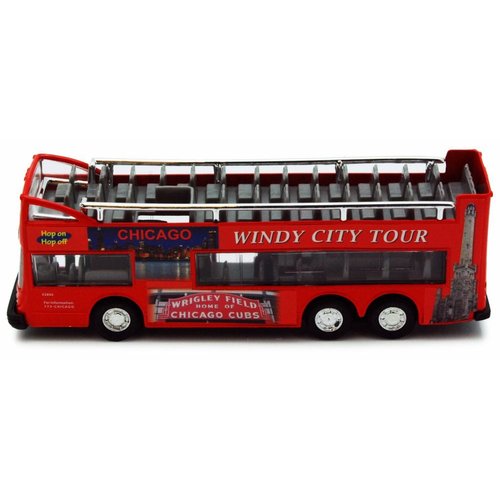 Showcasts Chicago Sightseeing Double Decker Bus Open Top, Red 2168CG - 6 Inch Scale Diecast Model Replica, but NO Box