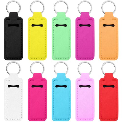 QfwdfcTrenz 10Pieces Chapstick Holder Lipstick Keychain Holder Lip Balm Sleeves Pouch Clip on Sleeve Colorful Lipstick Pocket Portable Lip Gloss Holder With Hook Keychain Bag Accessories for Women