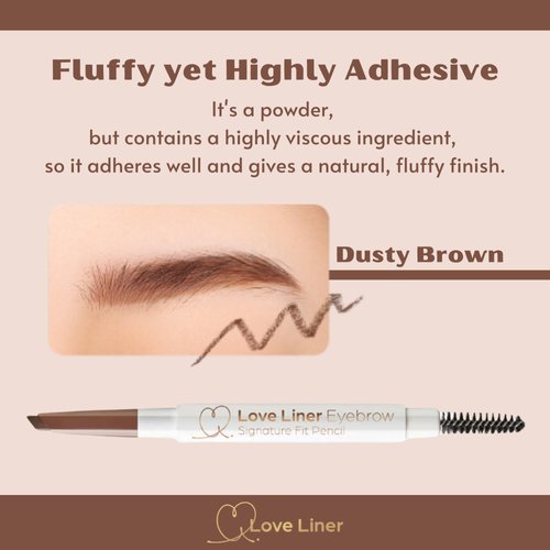 LoveLiner Eyebrow Pencil, Waterproof & Smudge-Proof, Long-Lasting & Natural Brow, Japanese Dual-Sided Brow pencil with Spoolie, 0.7 Oz/20g, Dusty Pink